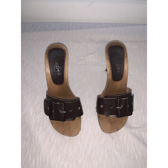 Candie’s Sandals Womens 6 Brown Faux Leather Platform Y2K Vintage Slides Heels - Picture 3 of 5